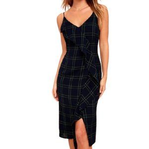 Lulu's Candid Moments Plaid Faux Wrap Sheath Dress